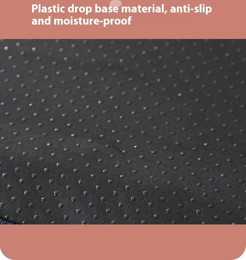 Removable cover sponge dog mat in brown, shown on a wooden floor.