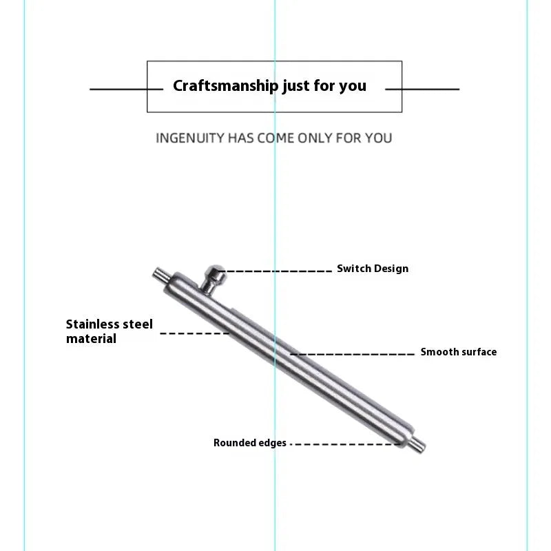 Silicone quick release watch ear spring bar pins in 1.5mm and 1.8mm diameters with lengths from 12mm to 24mm