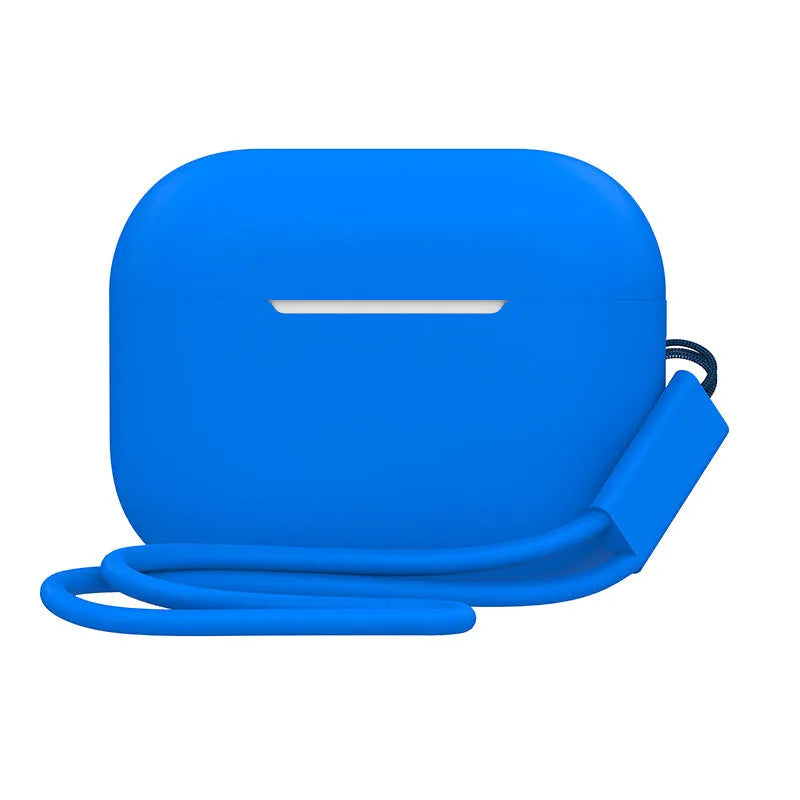 AirPods Pro 2 silicone protective case with lanyard in various solid colours showing precise fit and dimensions