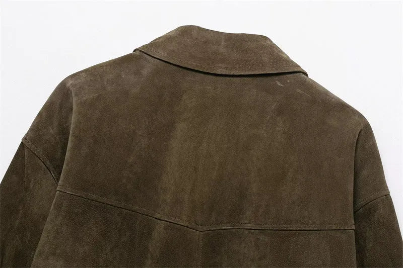 Women's medium thickness PU casual jacket in picture colour with Japanese Korean style details