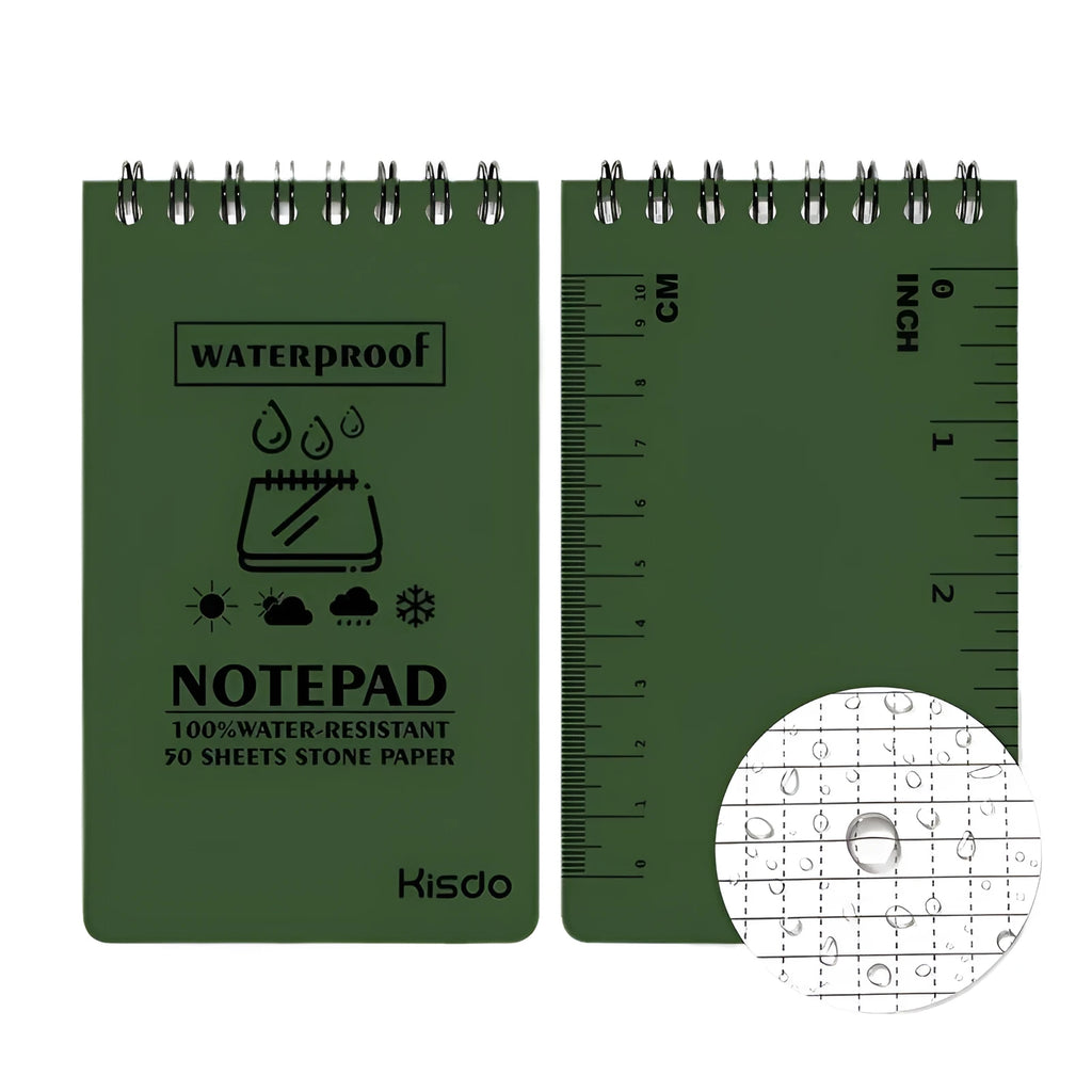Waterproof spiral notepad with PP plastic cover and stone paper pages in camouflage colour option