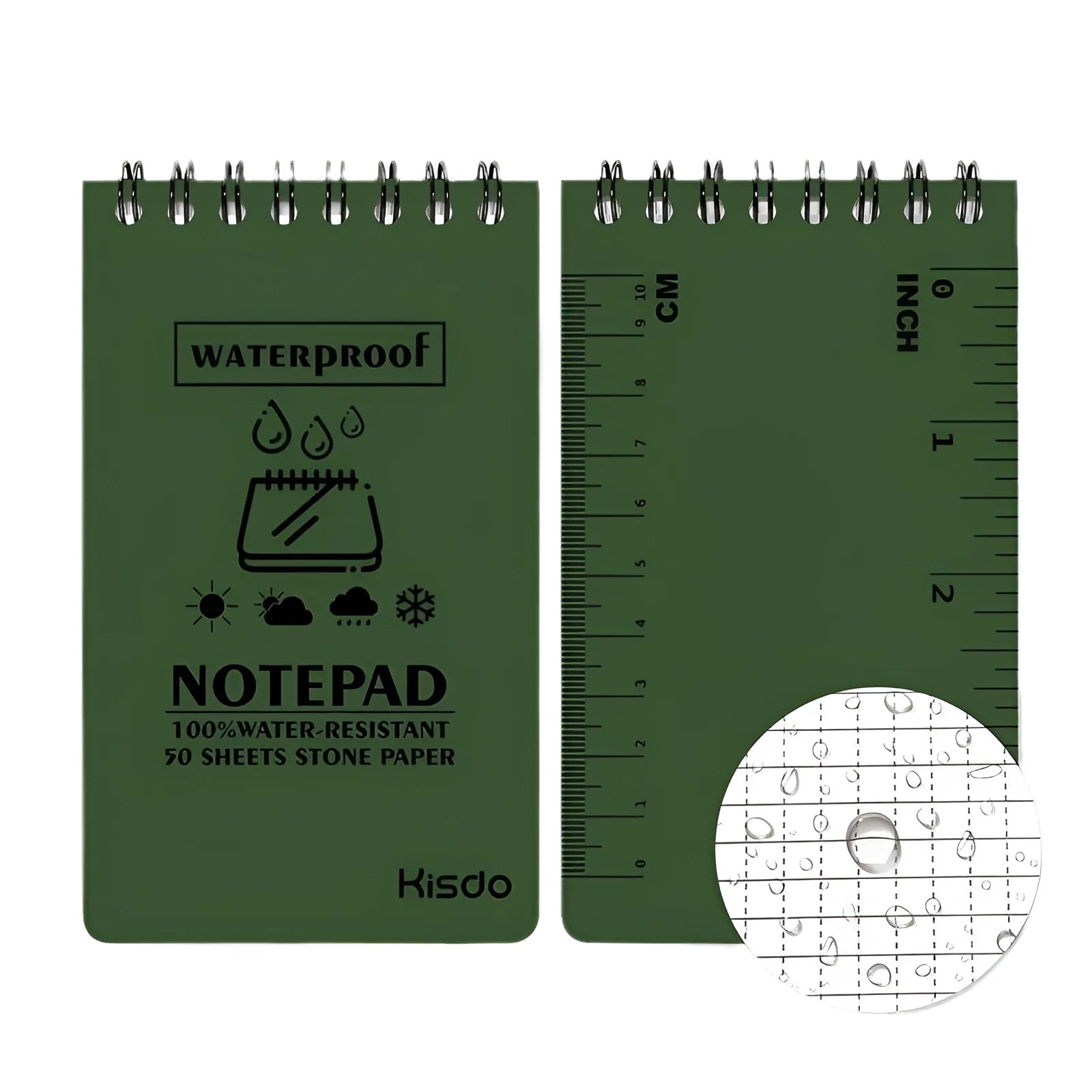 Waterproof spiral notepad with PP plastic cover and stone paper pages in camouflage colour option