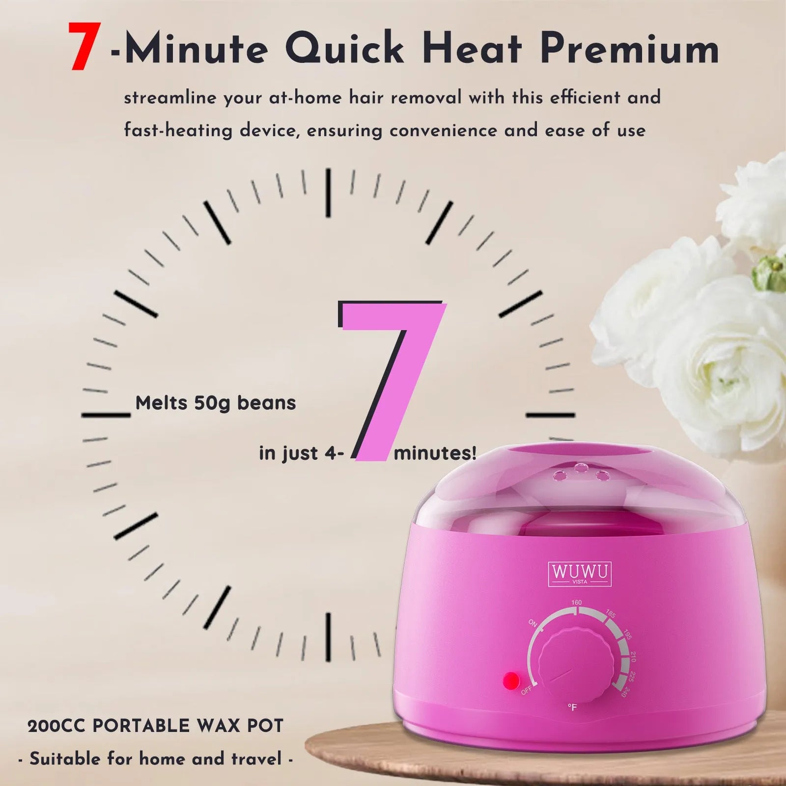 WUWUVISTA 29-piece hard wax kit with compact warmer, wax beans, aftercare lotion, ice masks, and wax sticks