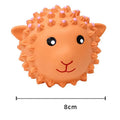 Orange and yellow latex squeaky dog toys with spiky texture for teeth cleaning
