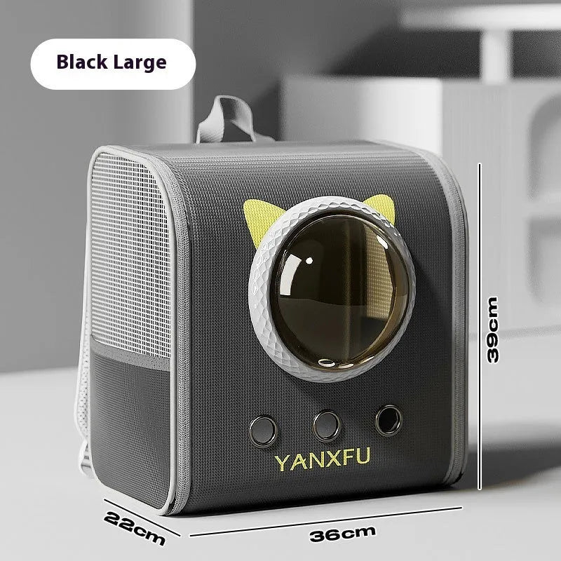 Solid colour large capacity anti-stress cat backpack bag for pets up to 10kg, PP material outdoor pet carrier
