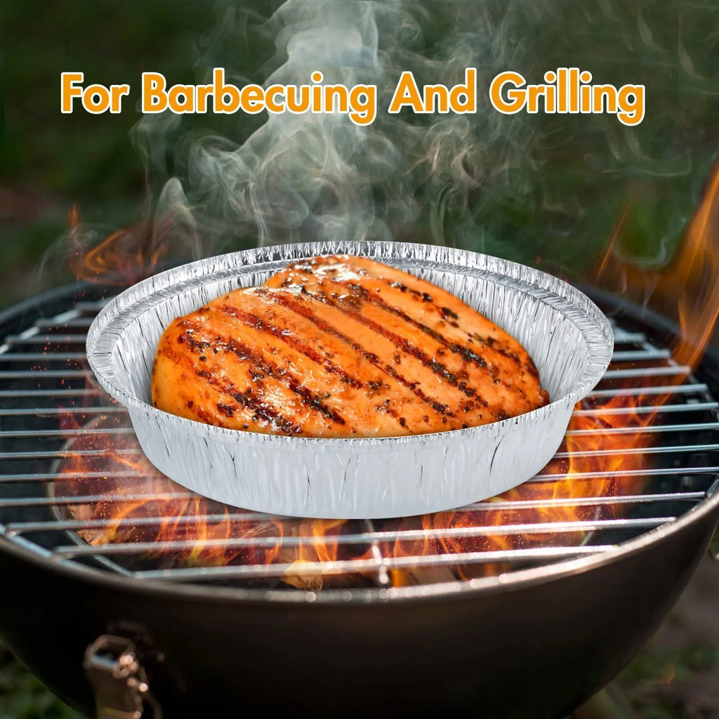 Non-stick aluminium foil air fryer liner, round 8 inch deep plate, disposable oil-proof tray with 4 cm edge