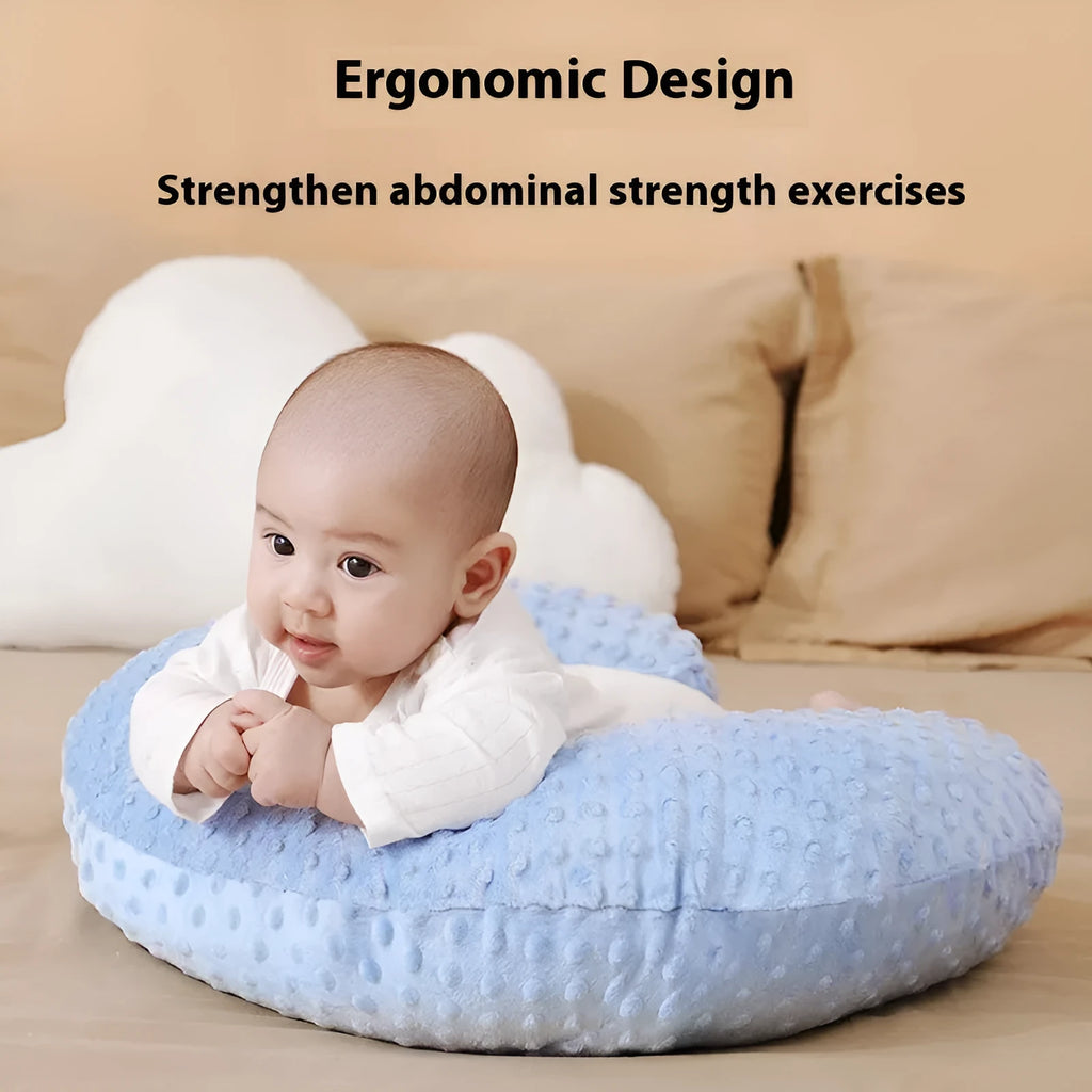Multifunctional nursing pillow with milk spill prevention in pink, yellow, grey or light blue colours