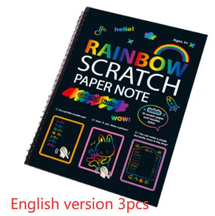 Children's colourful puzzle scraping painting paper showing large 26x19 scratch art sheet for DIY creative projects