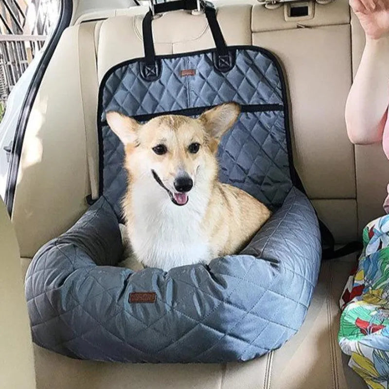 Beige chemical fibre pet car seat pad for front and rear car seats, suitable for dogs and cats