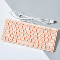 USB wired mini keyboard in four colours: black, white, pink, blue with compact design