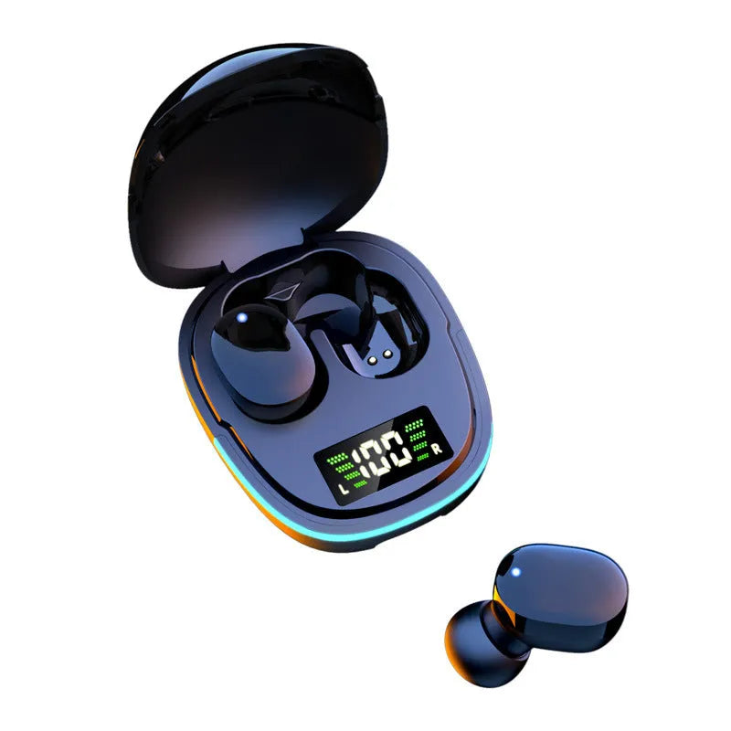 New 5.0 stereo in-ear Bluetooth headphones black with charging case digital battery display true wireless