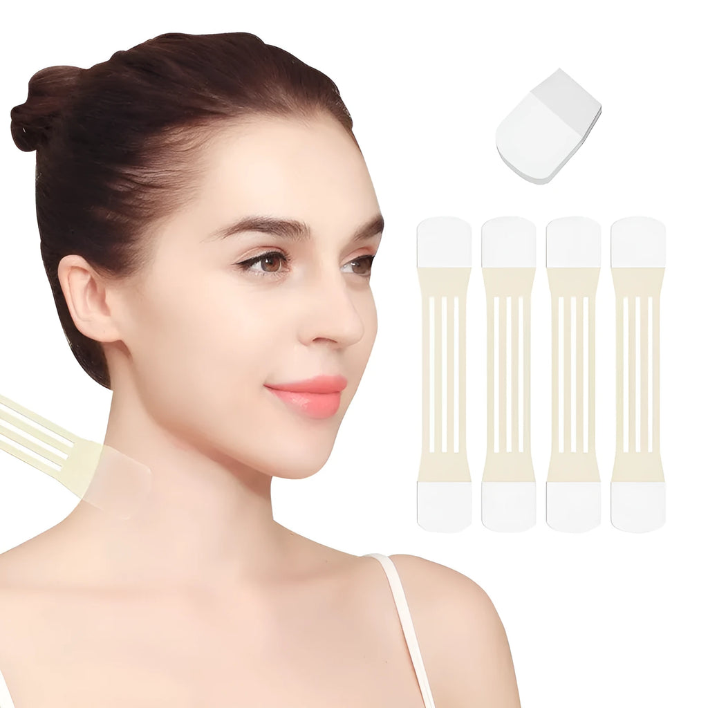 V27 neck pattern firming adhesive tape in skin tone colour with 20 patches across four packs