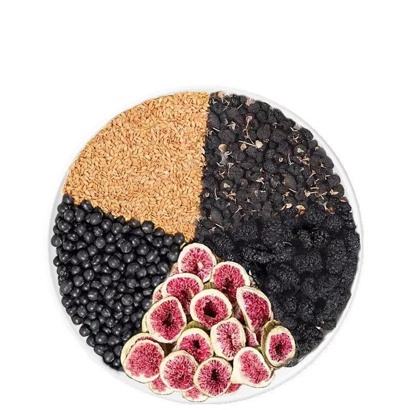 Flaxseed fig mulberry tea bags in packaging with a free cup included