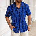 Men's striped short sleeve summer shirt with 3D printed pattern in lightweight polyester