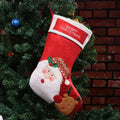 American folk style Christmas candy bag with elk, snowman, and elderly man designs, made from non-woven fabric.