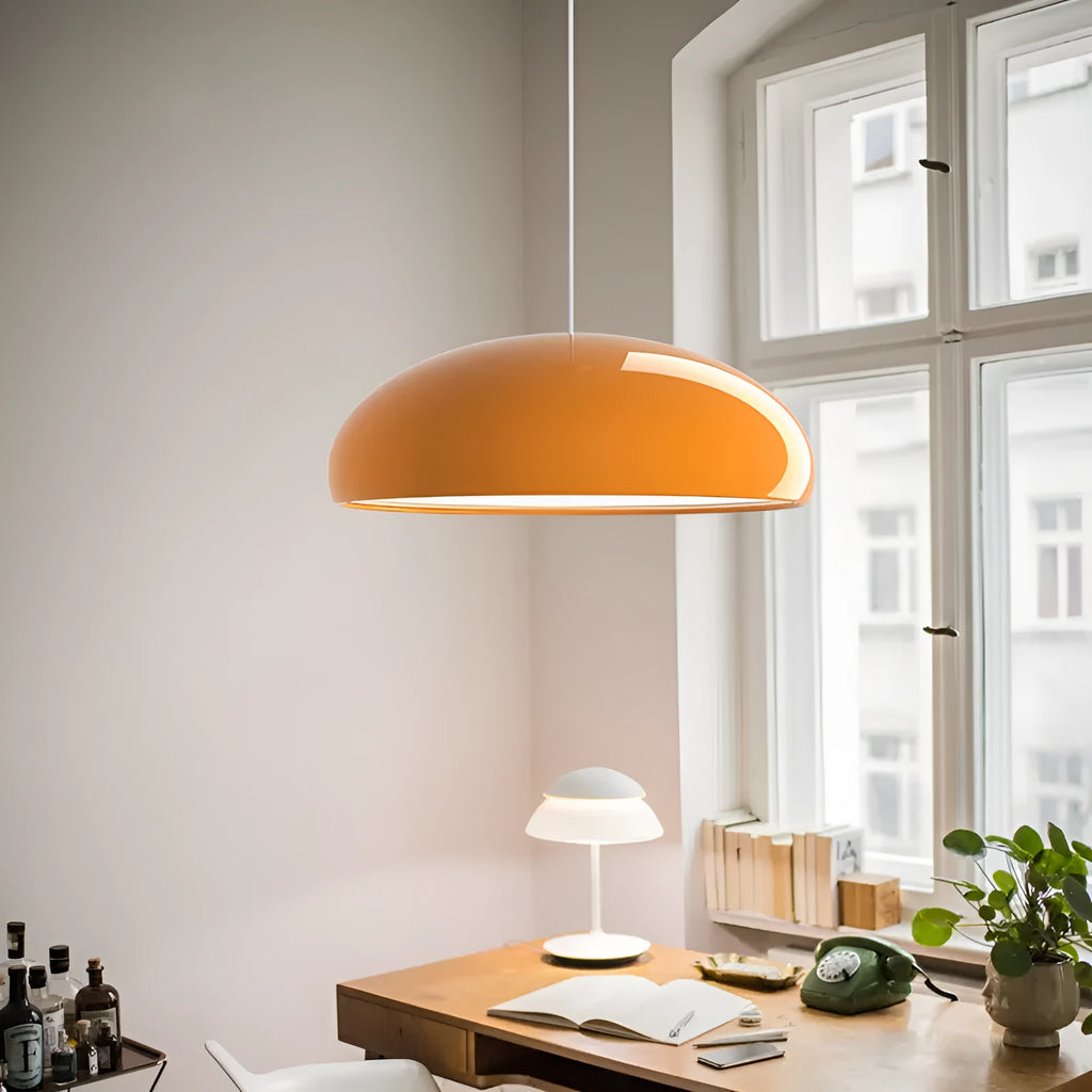Danish-style orange restaurant pendant lamp with adjustable height iron construction