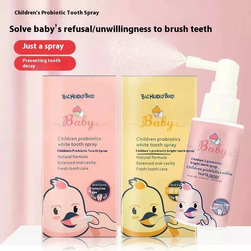 Children's probiotics white teeth cleaning spray bottle in strawberry or orange flavour, 40ml