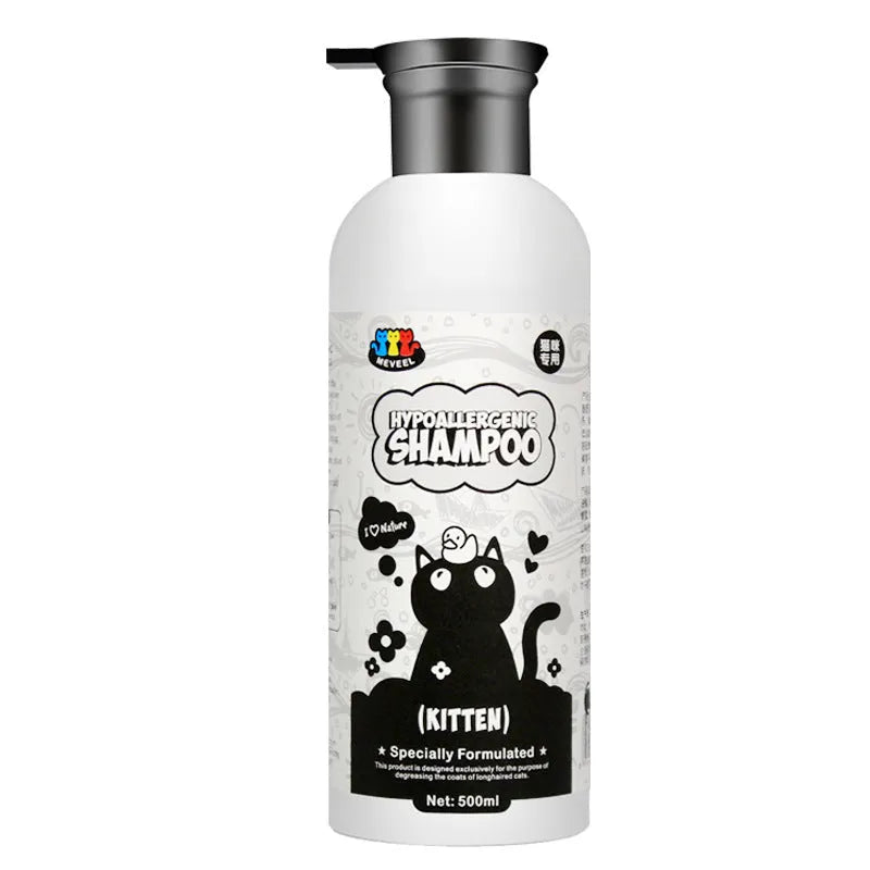 500ml bottle of sterilising degreasing pet shower gel for cats, anti-mite antibacterial formula, suitable for Ragdoll and British Shorthair breeds