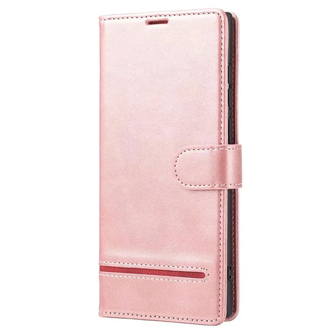 Business flip card slot phone case in polyurethane leather, available in multiple colours for Apple iPhone and Samsung models