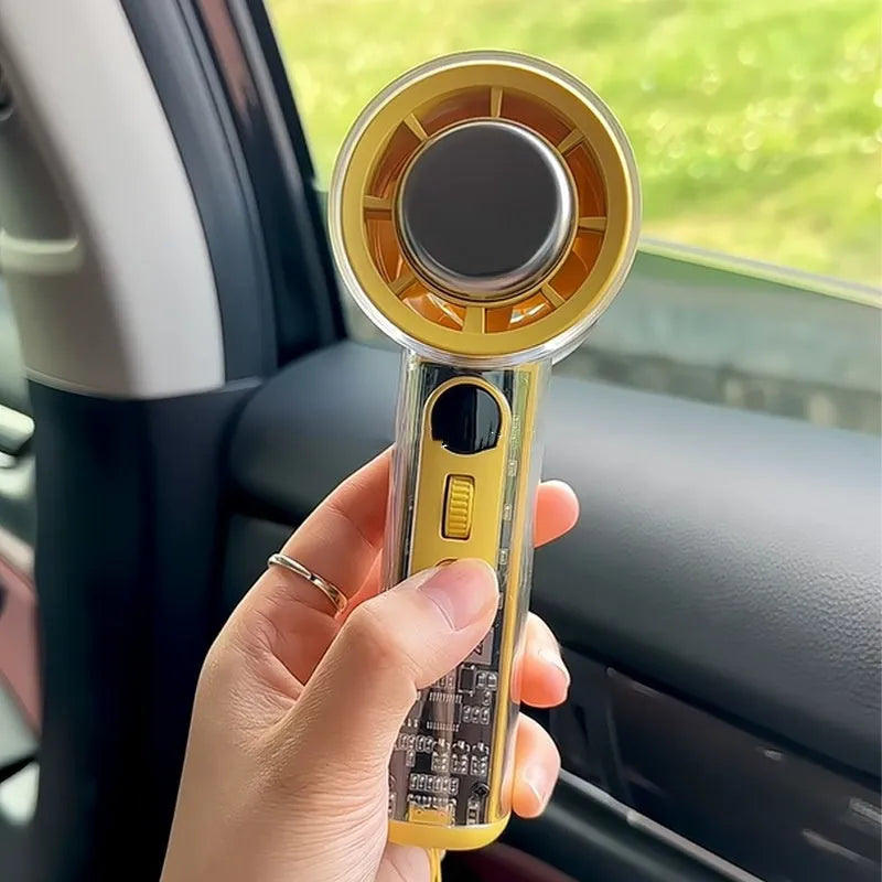 Handheld portable fan with refrigeration ice compress function in black, white or yellow colours