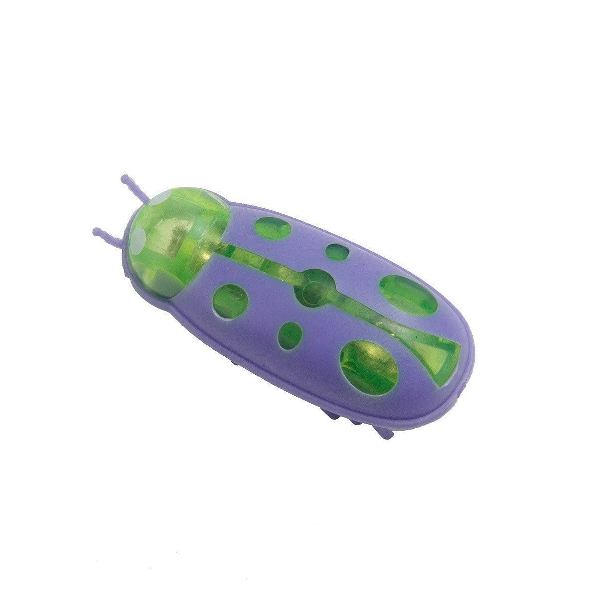 Mini electric bug pet toy with ladybird beetle shape showing angular legs and compact 4.5 cm PVC construction