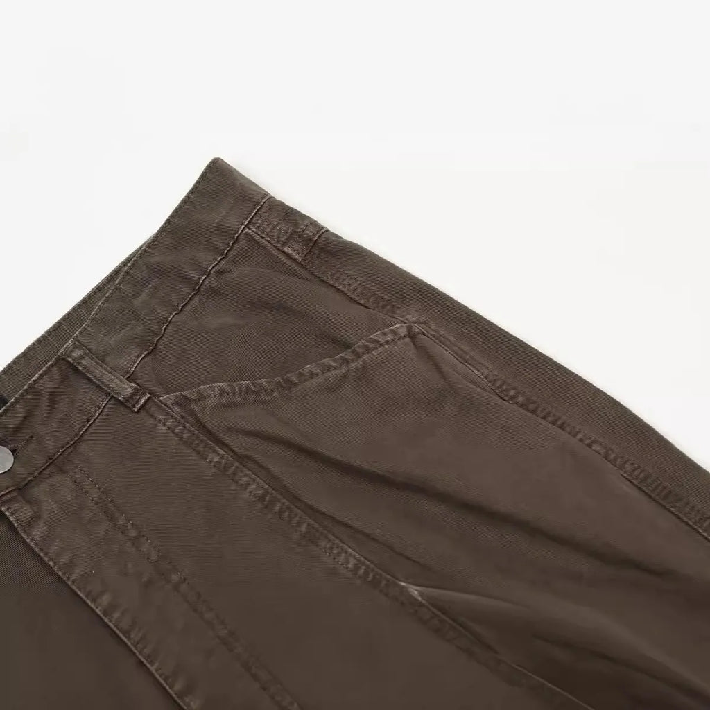 Men's loose straight wide leg trousers in cotton with high waist design