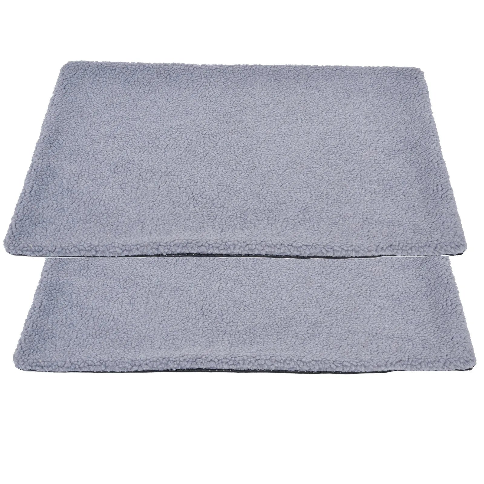 Grey self-heating plush pet pad for cats showing rectangular shape and soft texture