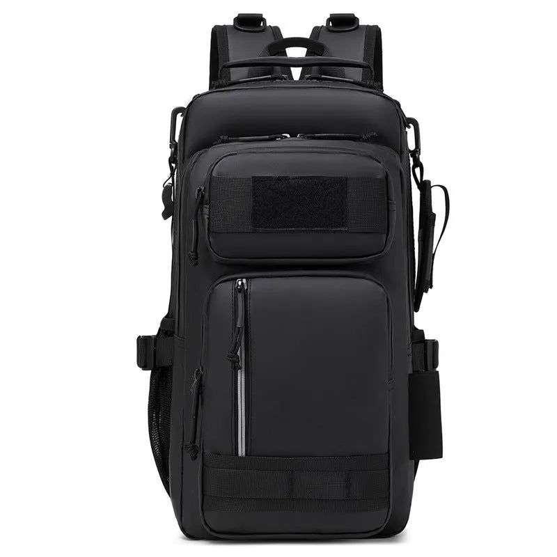 Orange and black 20-35 litre outdoor backpack made from Derm fabric for hiking and camping