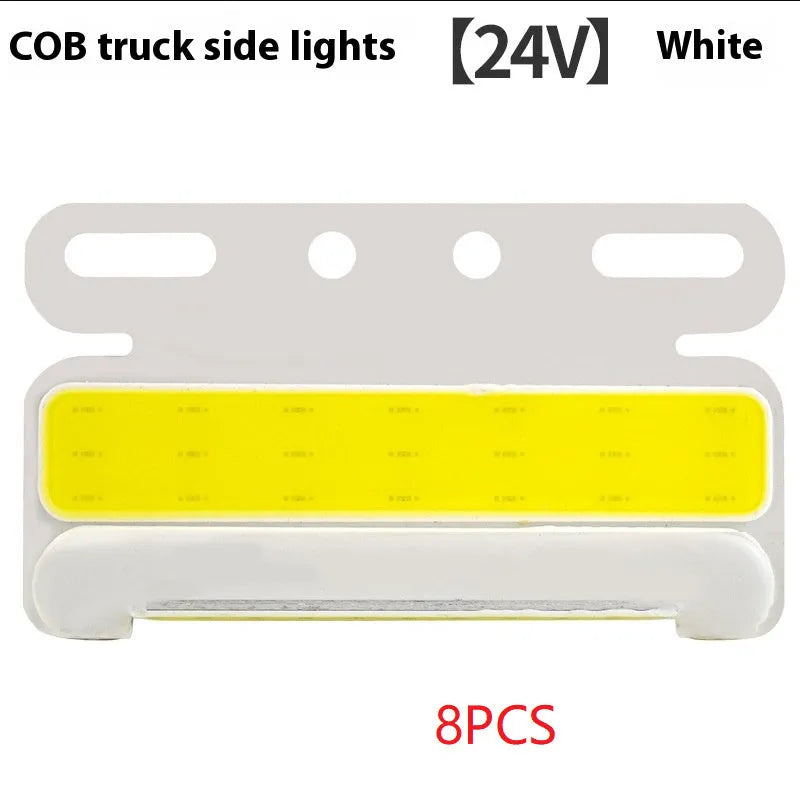 Waterproof aluminium COB LED truck side light for 12V and 24V commercial vehicles.