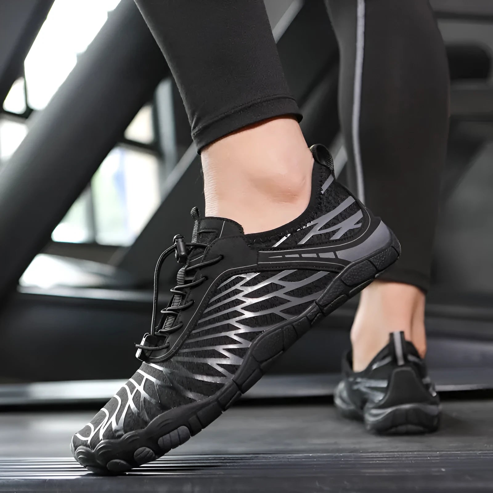White and pink outdoor casual lace-up shoes with a non-slip rubber sole on a neutral background.