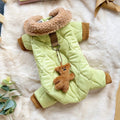 Extra thick band pendant pet clothing with toy bear pendant in light green made from cotton