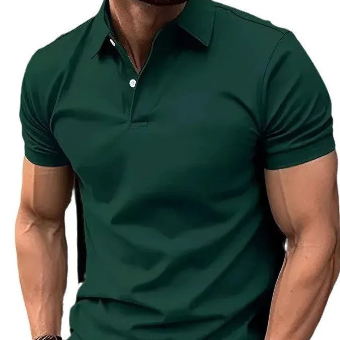 Men's solid colour casual short sleeve button shirt in slim fit, shown in multiple colour options.