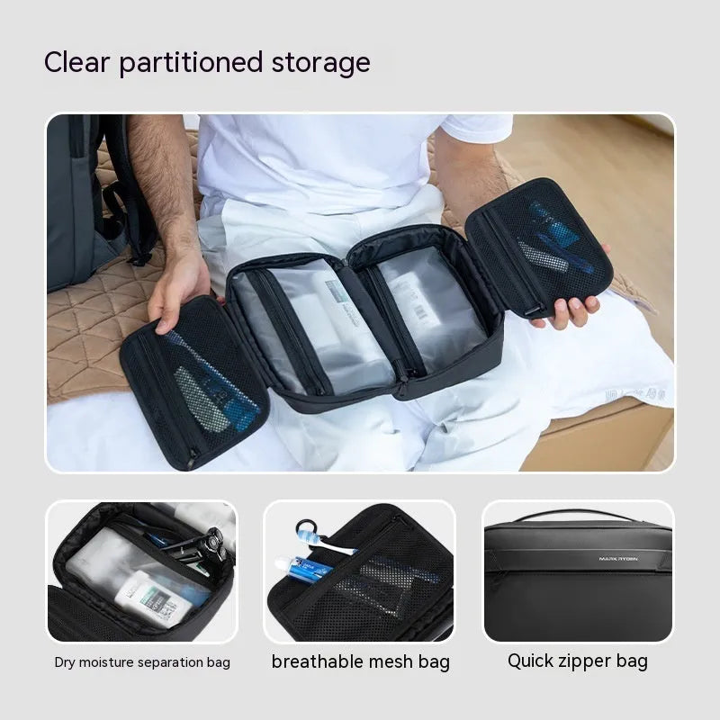 Multi-functional Oxford cloth wet dry separation storage bag in solid colour with sewing line detail.