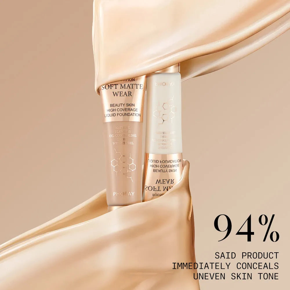PHOFAY Full Coverage Foundation 30ml bottle with oil control and lightweight feel for even skin tone