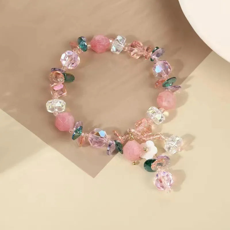 Women's hexagon crystal bracelet geometric pastoral style on neutral background