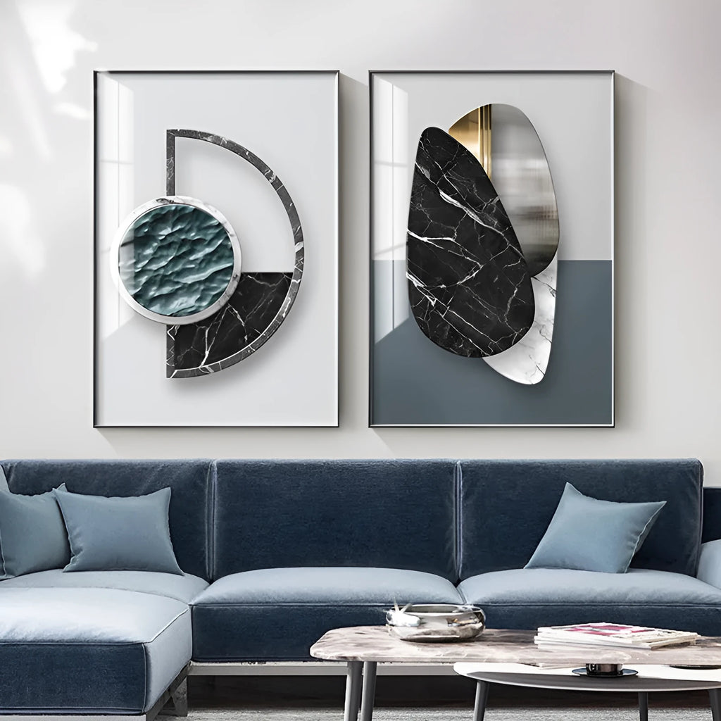 Abstract geometric pattern canvas wall art print in modern minimalist style
