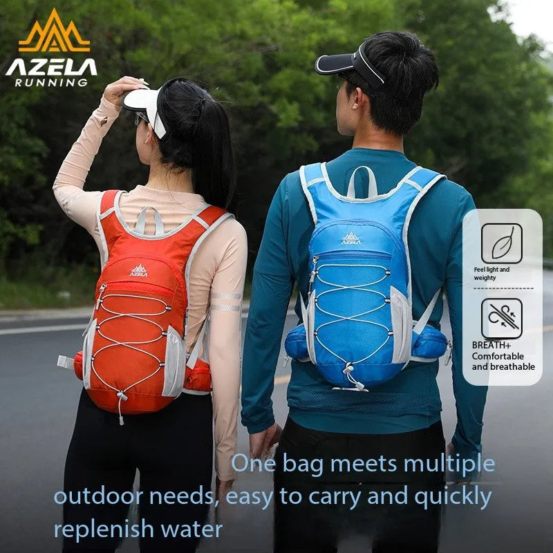 AZELA lightweight hydration backpack with breathable mesh back panel and bungee cord storage