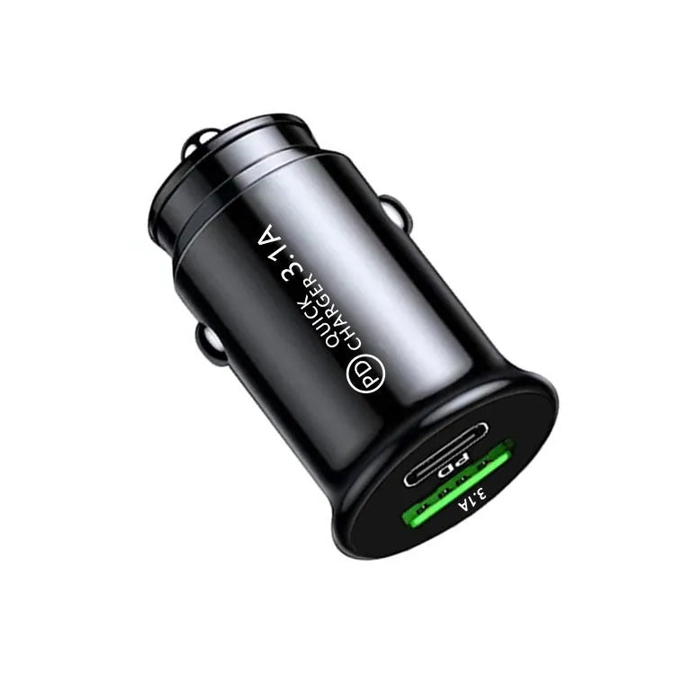 Black and white dual USB car charger for 12V 24V vehicle cigarette lighter sockets
