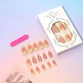 Simple fake nails with 3D cartoon flower designs, plastic wearable armour pieces, jelly glue and filing strip