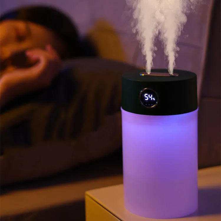 Simple humidifier 1.2L double jet USB white bear version with Type-C cable on desk