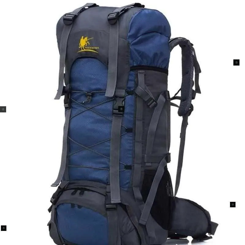 60L waterproof leather hiking backpack with zipper, available in twelve colours, for camping and climbing