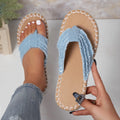 Women's canvas flip flops in blue, white, apricot, or black, flat thong sandals, sizes 36 to 43