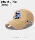 Men's casual baseball cap in European American styling available in beige, black and blue colours