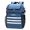 Black modern simplicity cloth backpack with an insulated side pocket for a beer bottle.