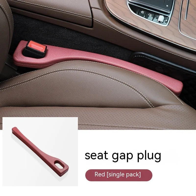 Polyurethane car seat gap strips in black, brown, red and beige colours for preventing items falling between vehicle seats