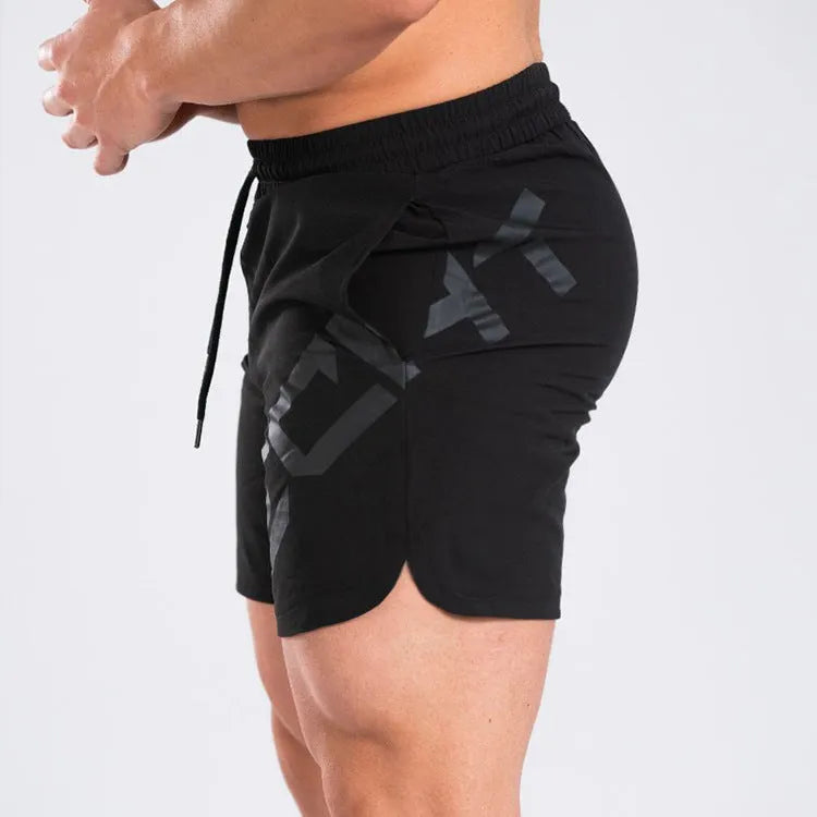 Men's black knee-length running shorts with elastic waistband for summer training