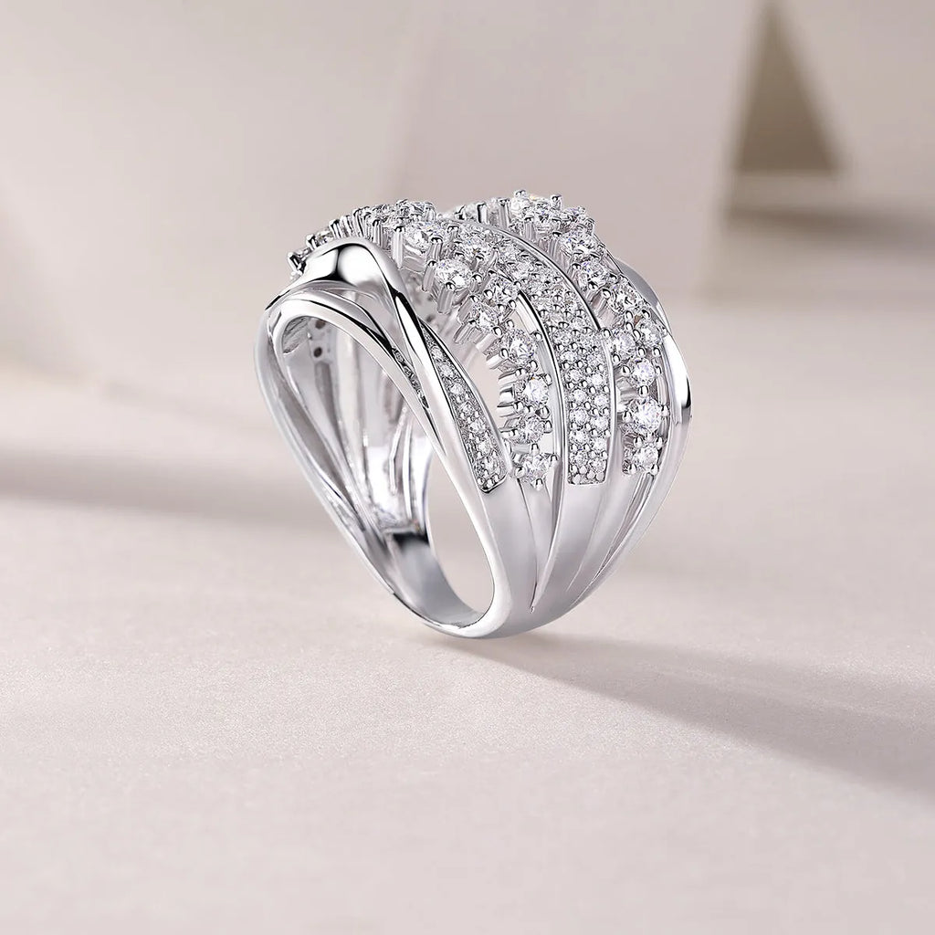 S925 silver platinum-plated moissanite wedding ring set in sizes 5 to 9 with gift box and GRA certificate