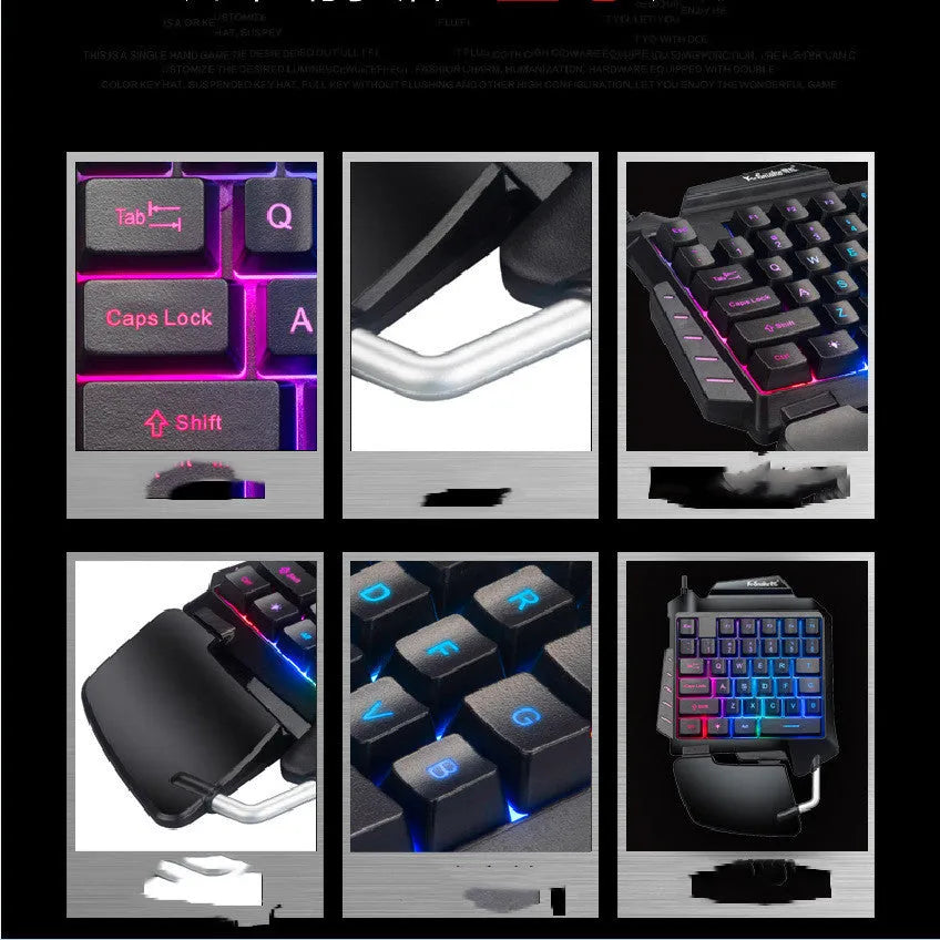 Black left-hand gaming keyboard with throne converter design showing multimedia keys and integrated wrist rest
