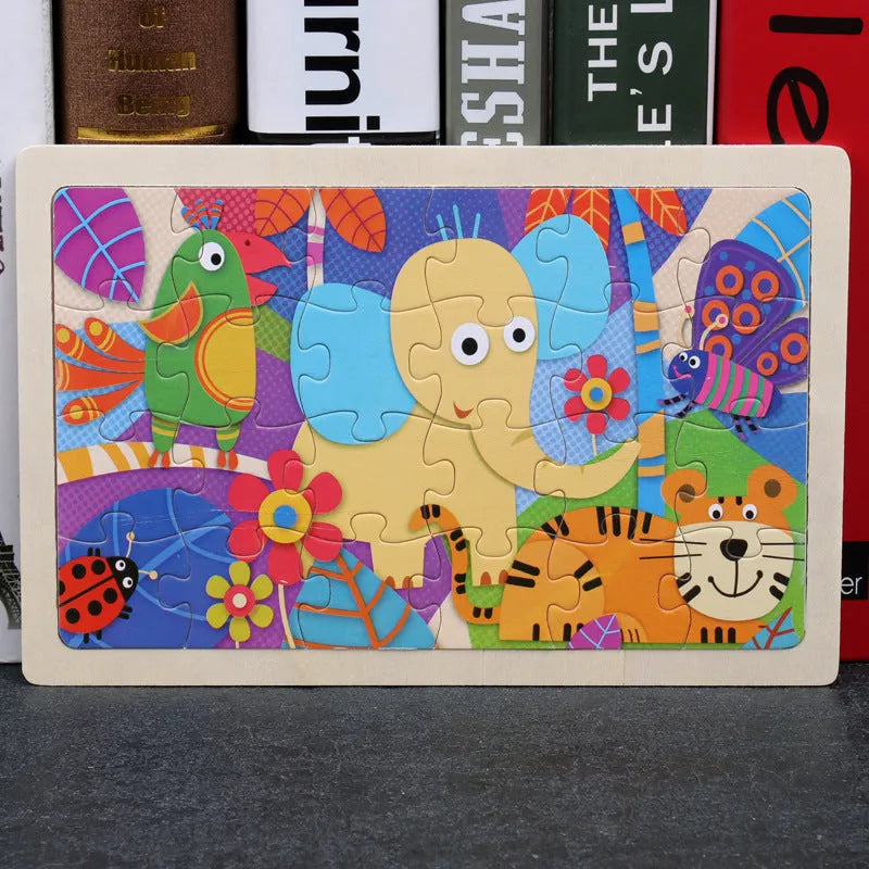 80 piece wooden animal jigsaw puzzle in iron box with non-toxic paint for children aged 3+