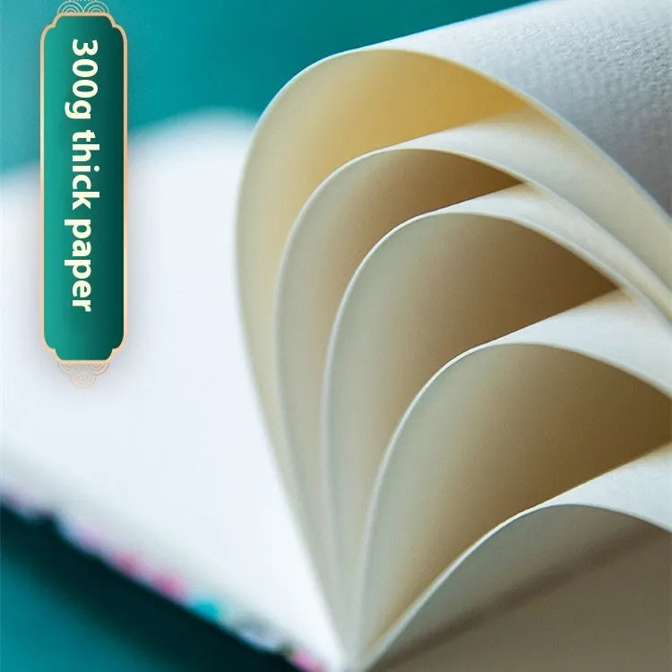 Feiluniao fabric watercolour notebook showing floral and animal cover designs in 185mm length